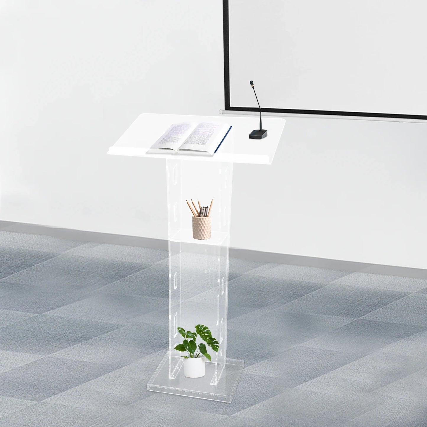 Lectern Plexiglas Podium Clear Standing Acrylic PulPits for Display Speech Podium Portable Academy Pulpit 60*40*110cm