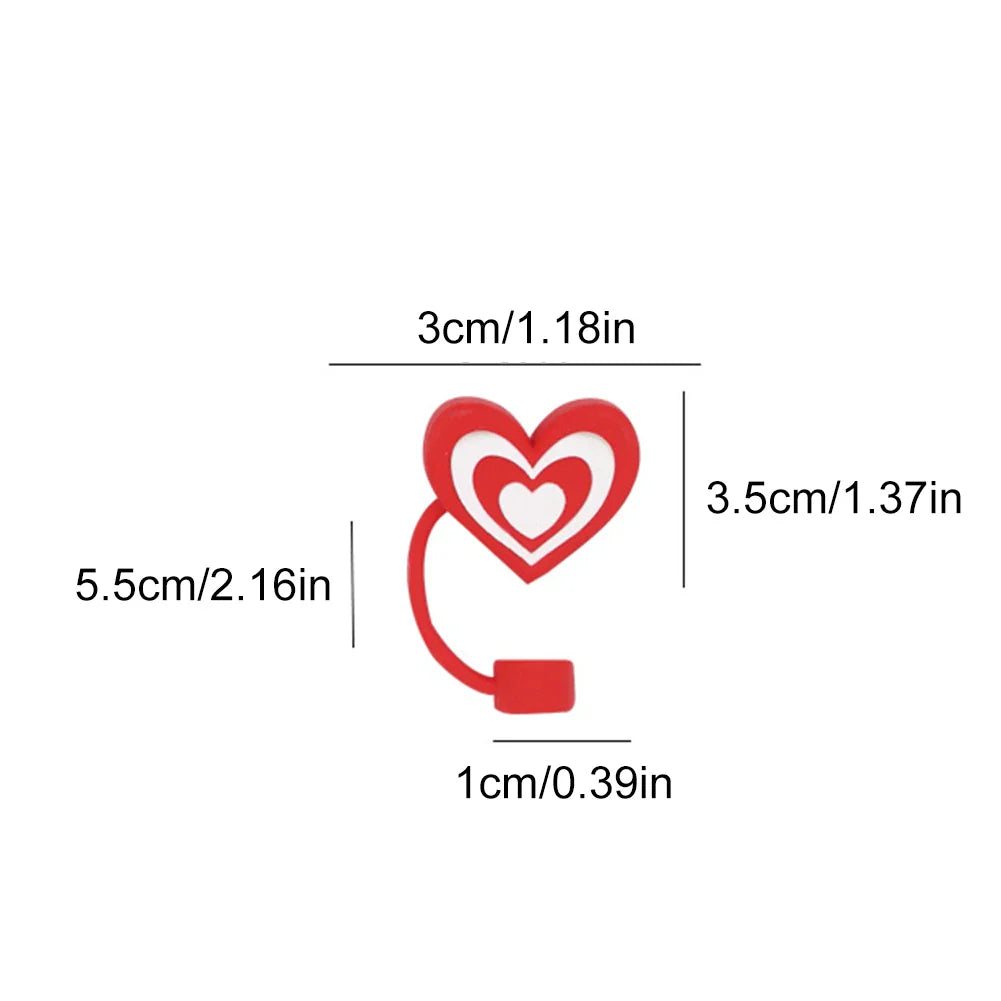 6Pcs Cute Heart Straw Covers Reusable Heart Cup Straw Covers Heart Straw Tips Protectors for Stanley 30/40oz Tumbler Accessories