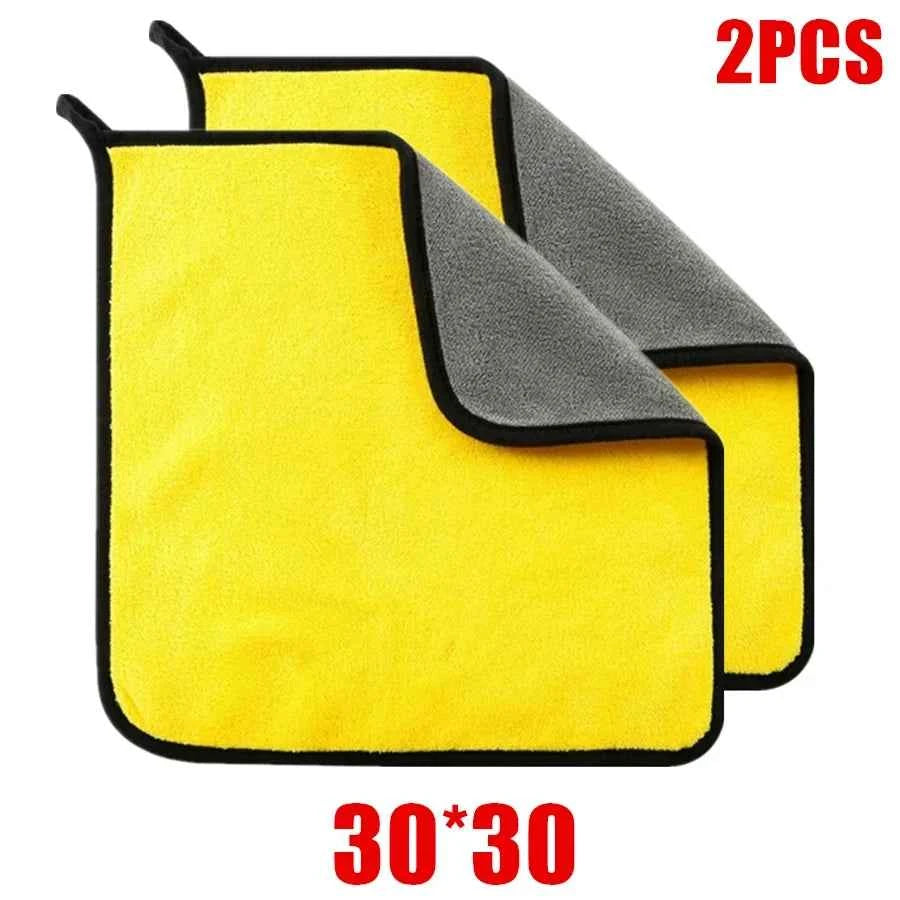 6/2pcs Microfiber Cleaning Towels Thickened Extra Soft High Water Absorption Plush Drying Car Washing Clothes Car Accessories