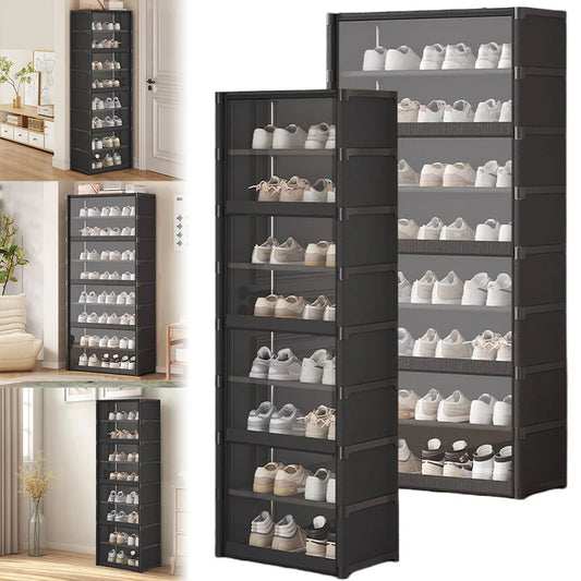 9-Tier Shoe Rack Organizer Holds 18 Pairs 18 Pair Narrow Shoes Shelf Cabinet Sneaker Rack Organizer Shoes Cabinet Closed Shelves