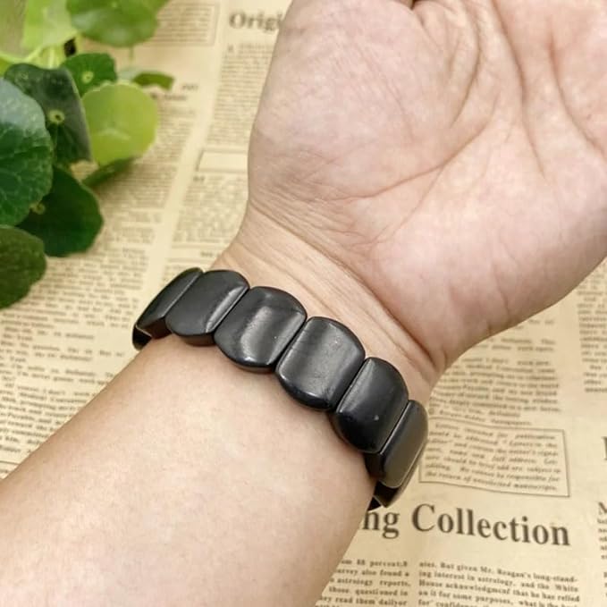 Natural Rare Shungite Gemstone Strech Bracelet