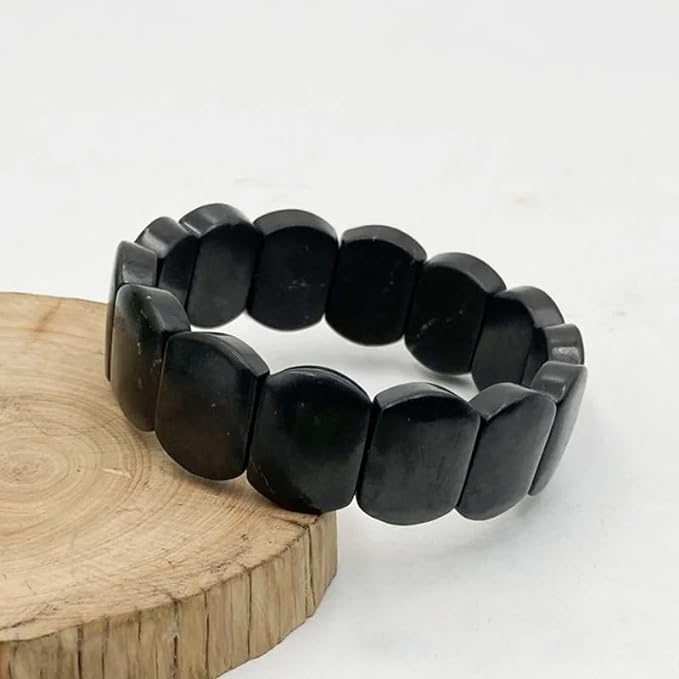 Natural Rare Shungite Gemstone Strech Bracelet