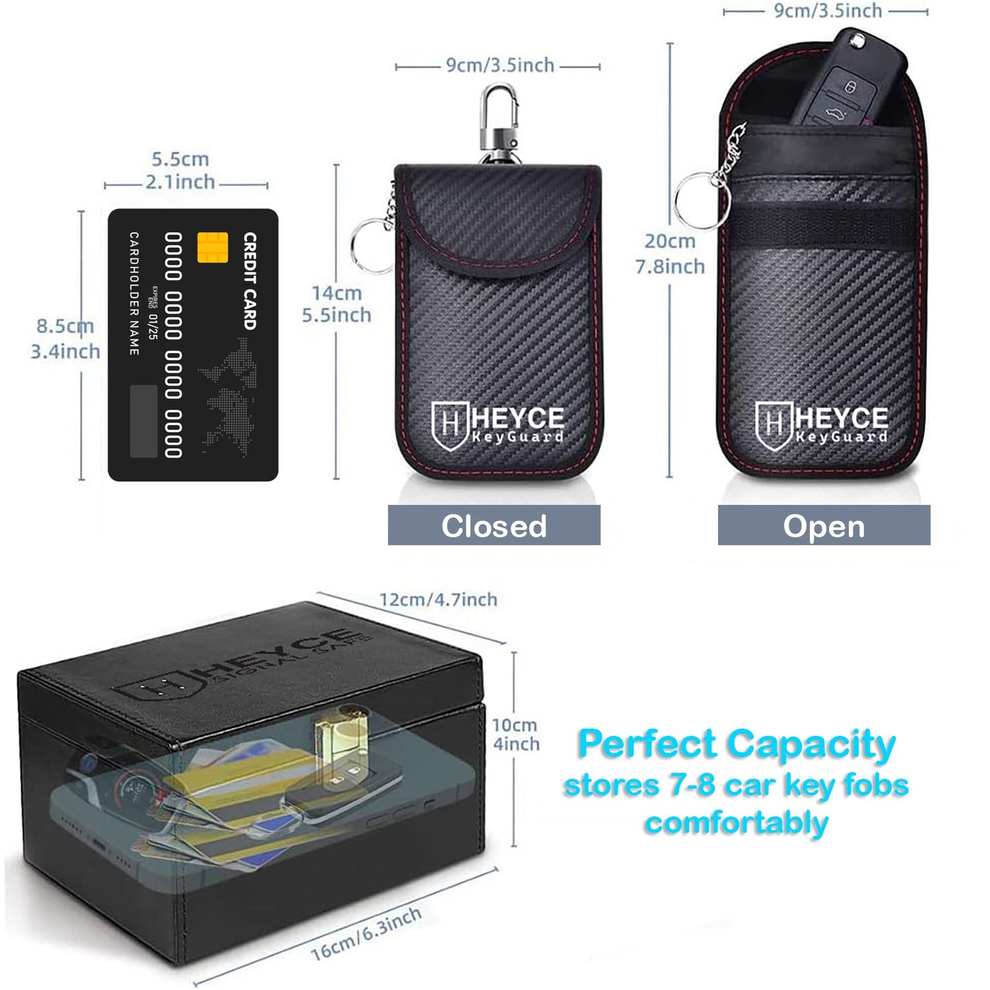 SignalSafe Signal blocking Faraday Box and Pouch in a Pack, Keyless Entry Car Key Safe Protector