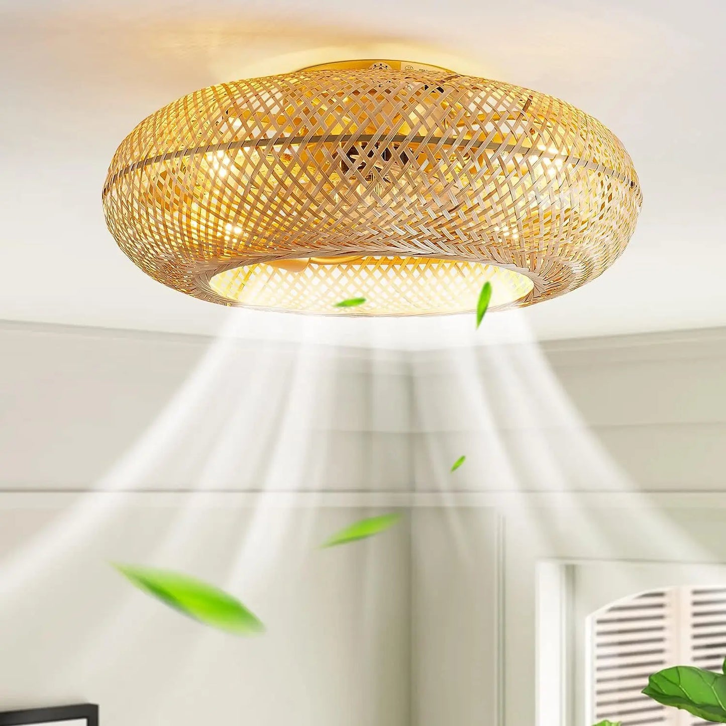 Silent Ceiling Fan Fans With Lights Remote Control Lamp 50cm Air Invisible Blades Retractable