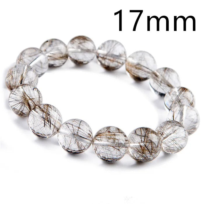 Natural Top Silver Rutilated Quartz Gemstone Bracelet, Sizes 7-17mm
