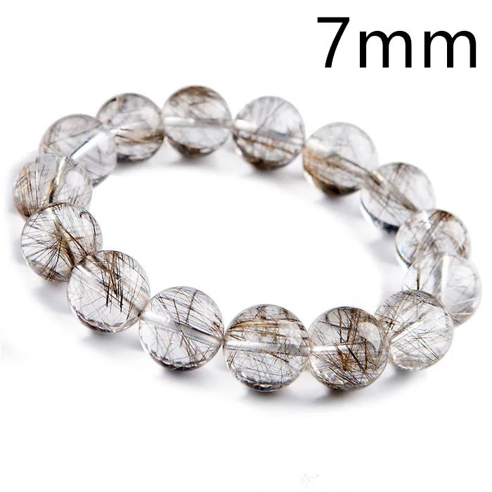 Natural Top Silver Rutilated Quartz Gemstone Bracelet, Sizes 7-17mm