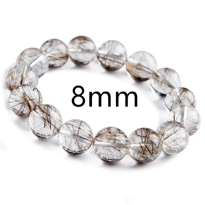 Natural Top Silver Rutilated Quartz Gemstone Bracelet, Sizes 7-17mm