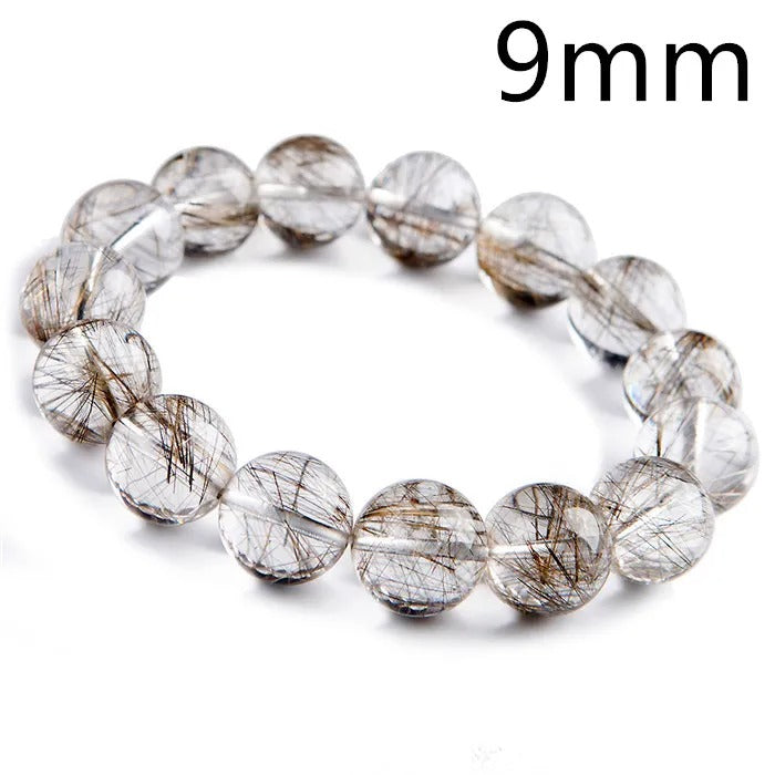 Natural Top Silver Rutilated Quartz Gemstone Bracelet, Sizes 7-17mm