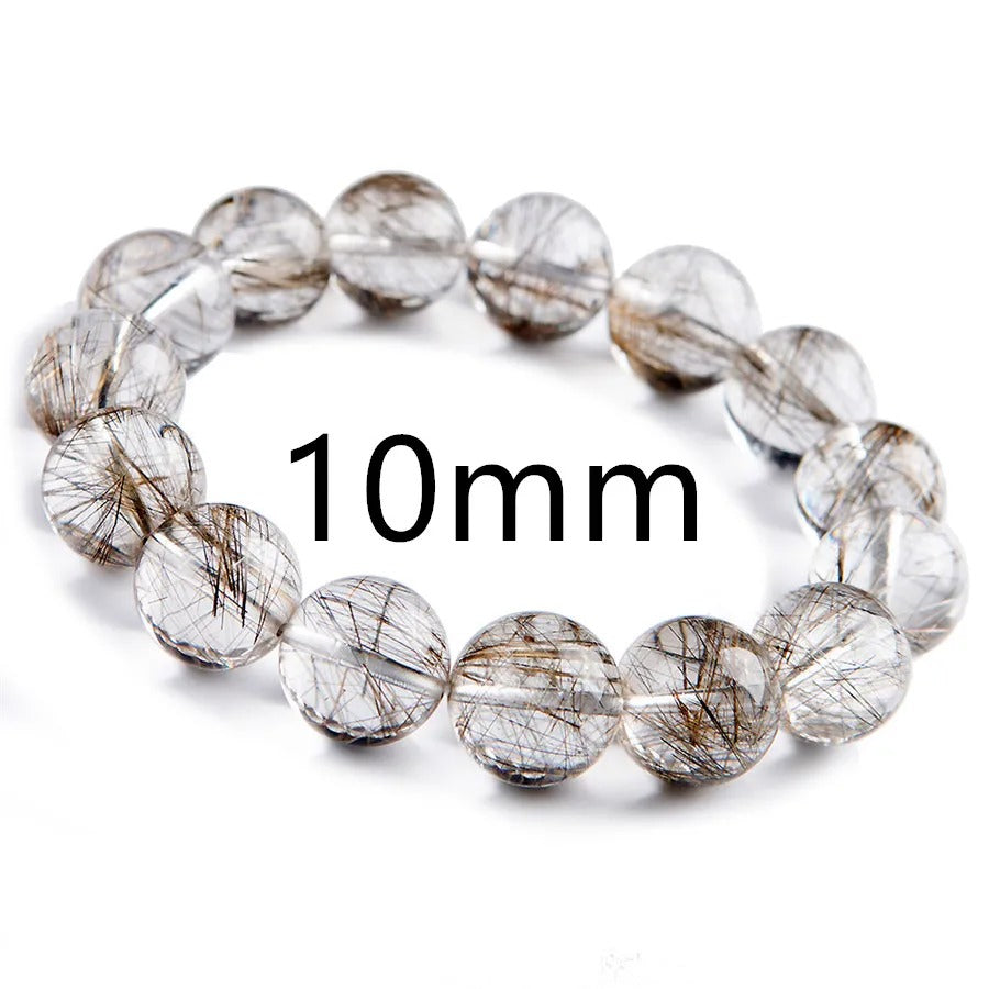 Natural Top Silver Rutilated Quartz Gemstone Bracelet, Sizes 7-17mm