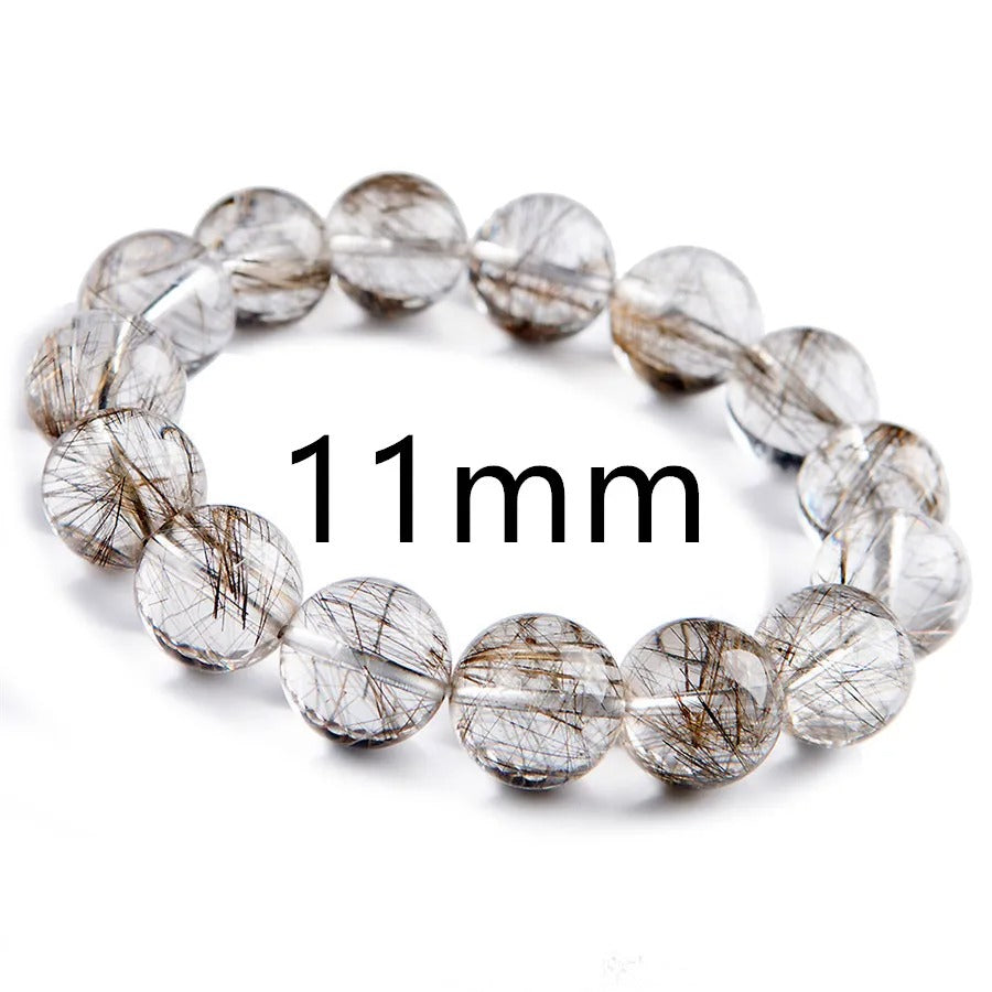 Natural Top Silver Rutilated Quartz Gemstone Bracelet, Sizes 7-17mm