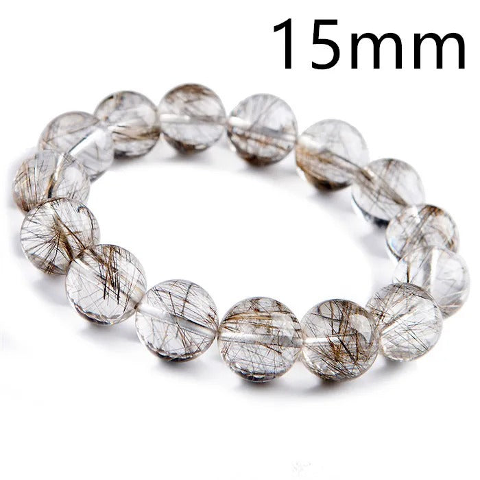 Natural Top Silver Rutilated Quartz Gemstone Bracelet, Sizes 7-17mm