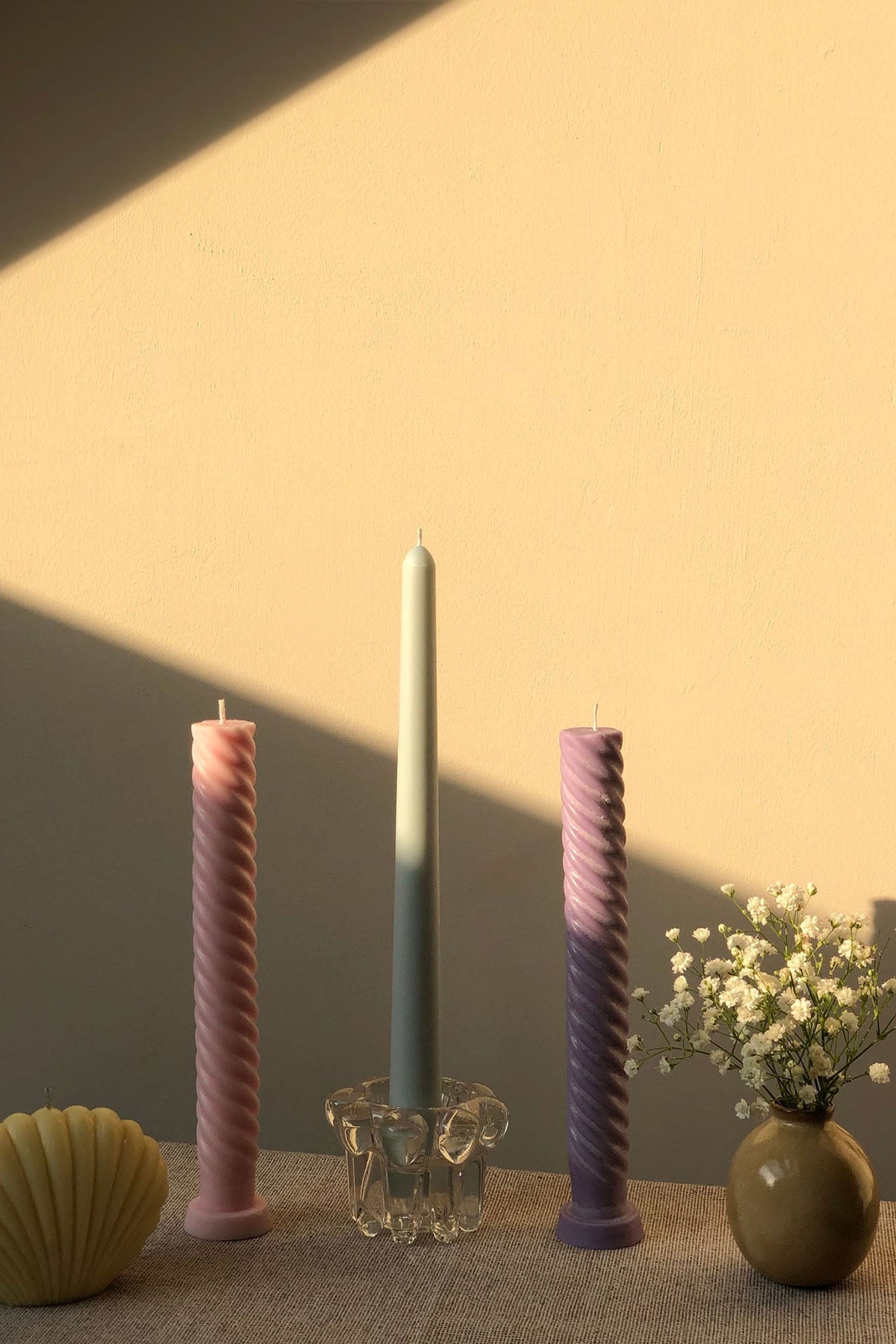 Spiral Taper Candles - pack of 3