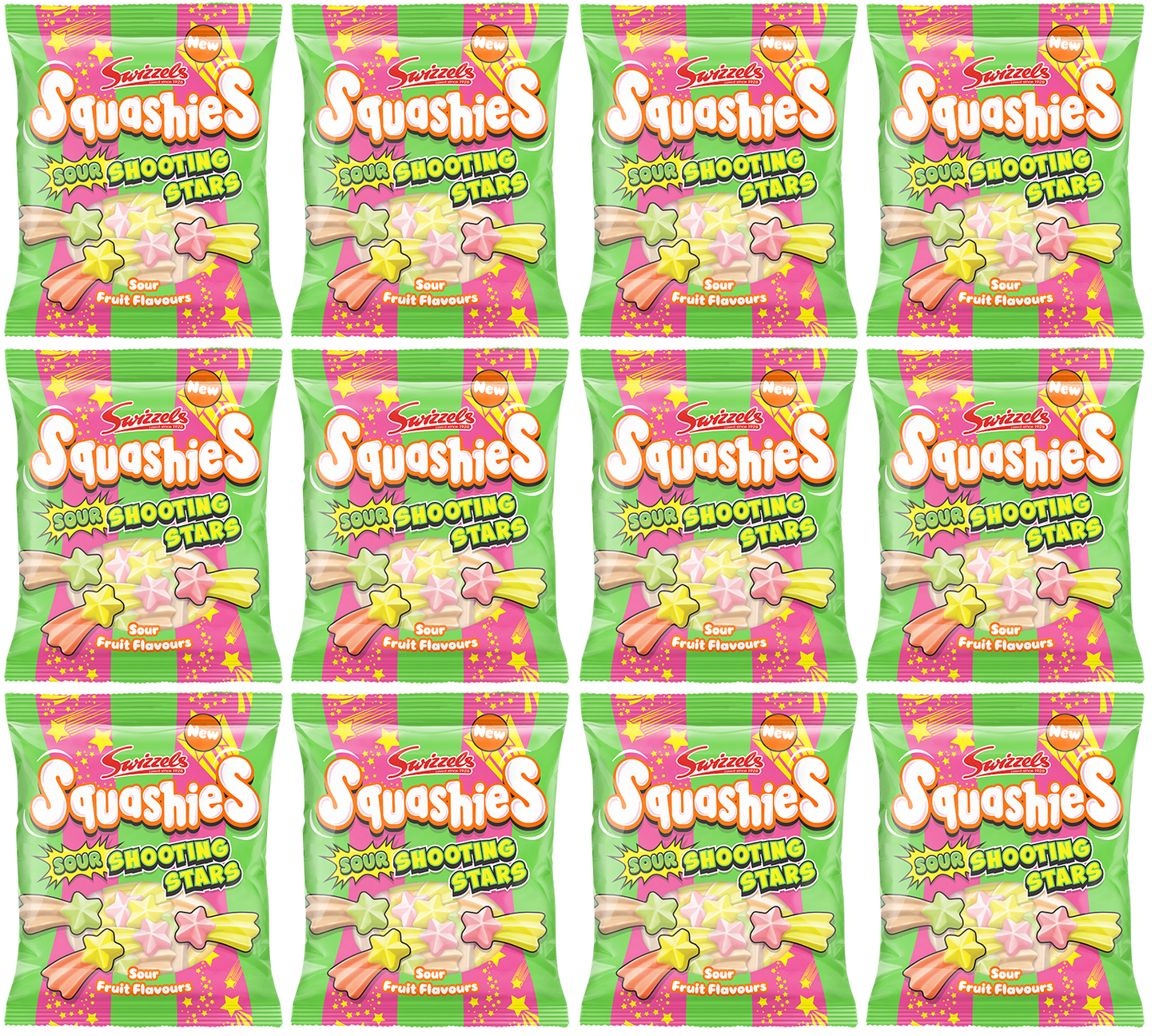 12 x Squashies Sour Shooting Stars - 120GM