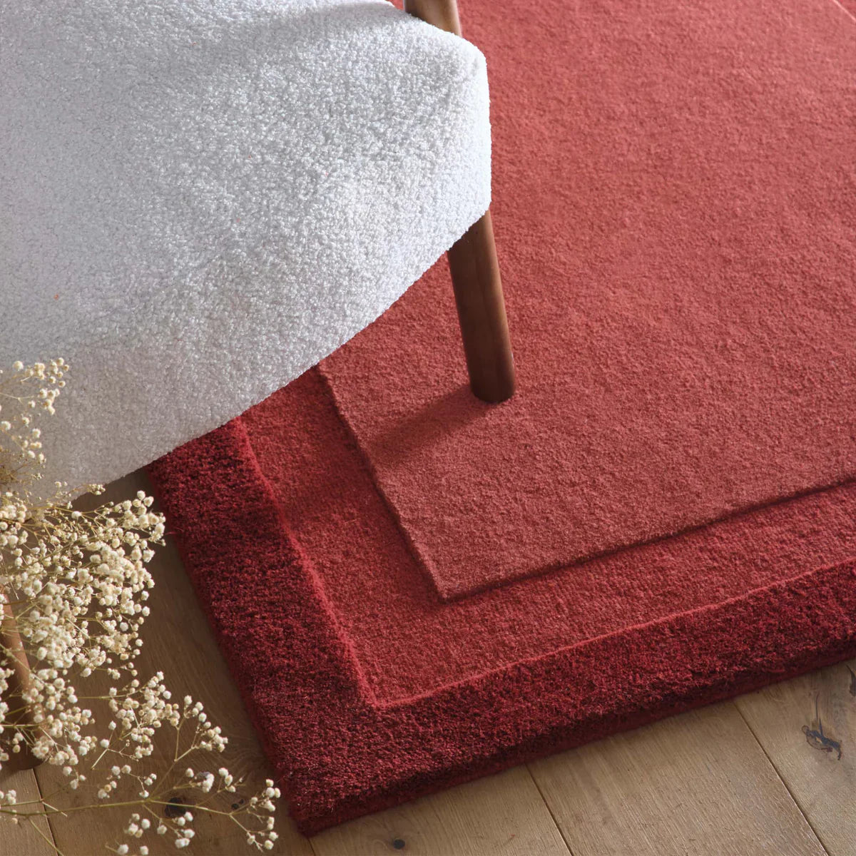 Origins Stacked Border Rug | Wine Red