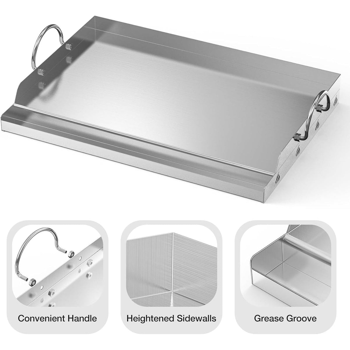 Onlyfire 23" Stainless Steel BBQ Griddle Plate with Spatula & Scraper Kit