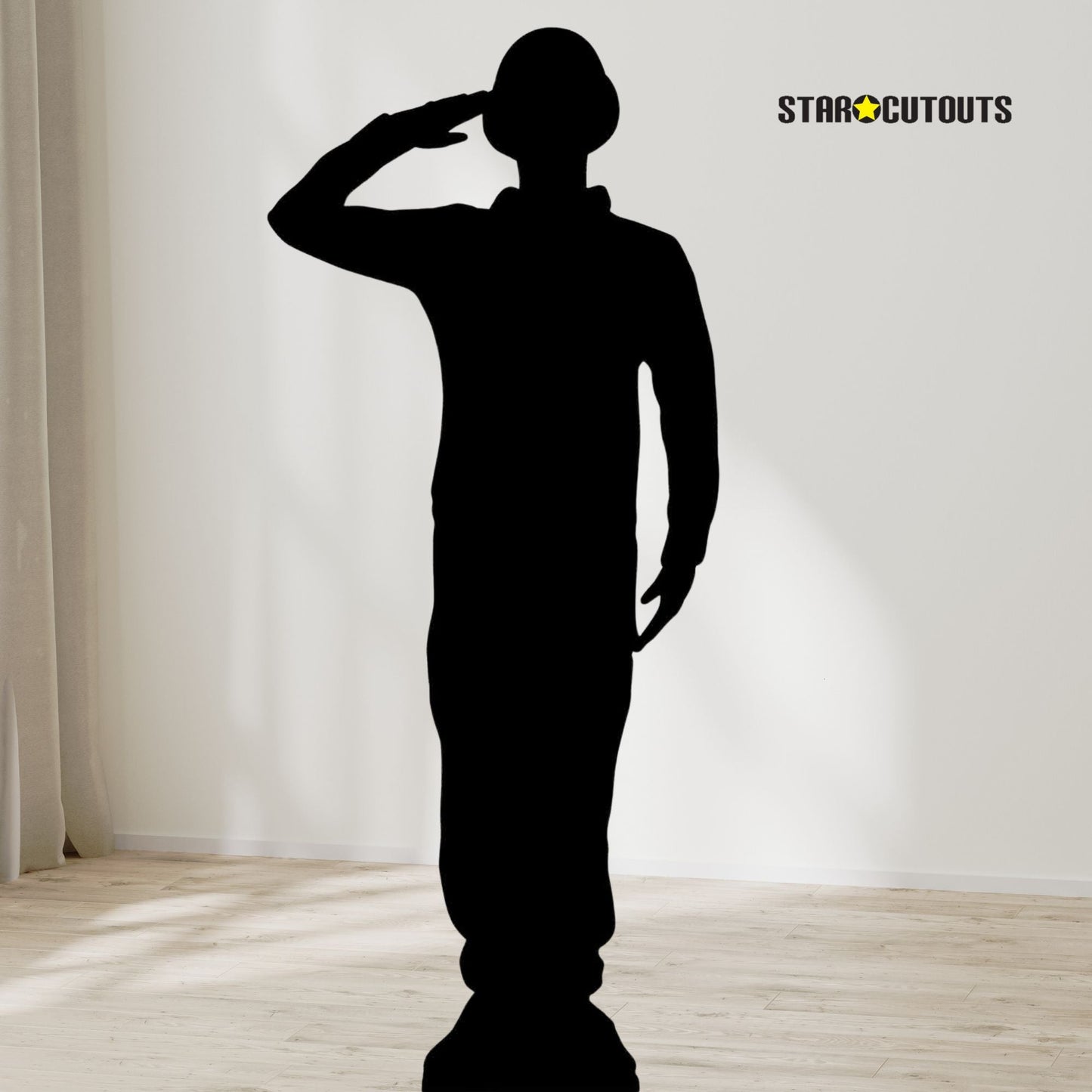 SC1176 Soldier Salute Silhouette Cardboard Cut Out Height 175cm