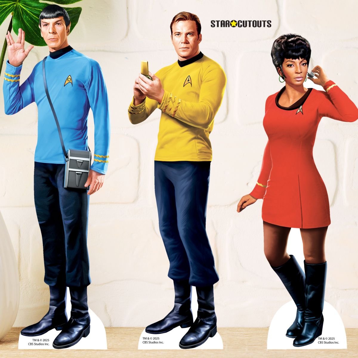 SC4834 Star Trek Original Series Shelf Top Pack Captain Kirk, Uhura, Spock Cardboard Cutouts  Height 30cm