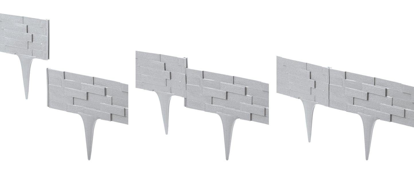 Lawn Edging, Plastic Palisade Slate Effect, 2.38m, Gray for Home and Garden Use