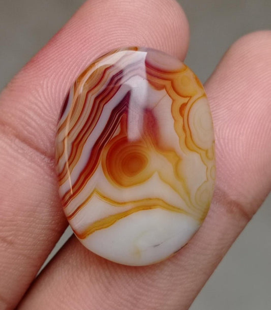 27.2ct Abstract Agate Cabochon - Sulaimani Aqeeq - 29x21x5mm