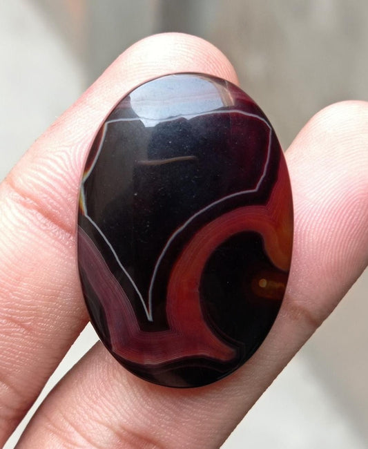49.9ct Abstract Agate Cabochon - Sulaimani Aqeeq - 36x25x7mm