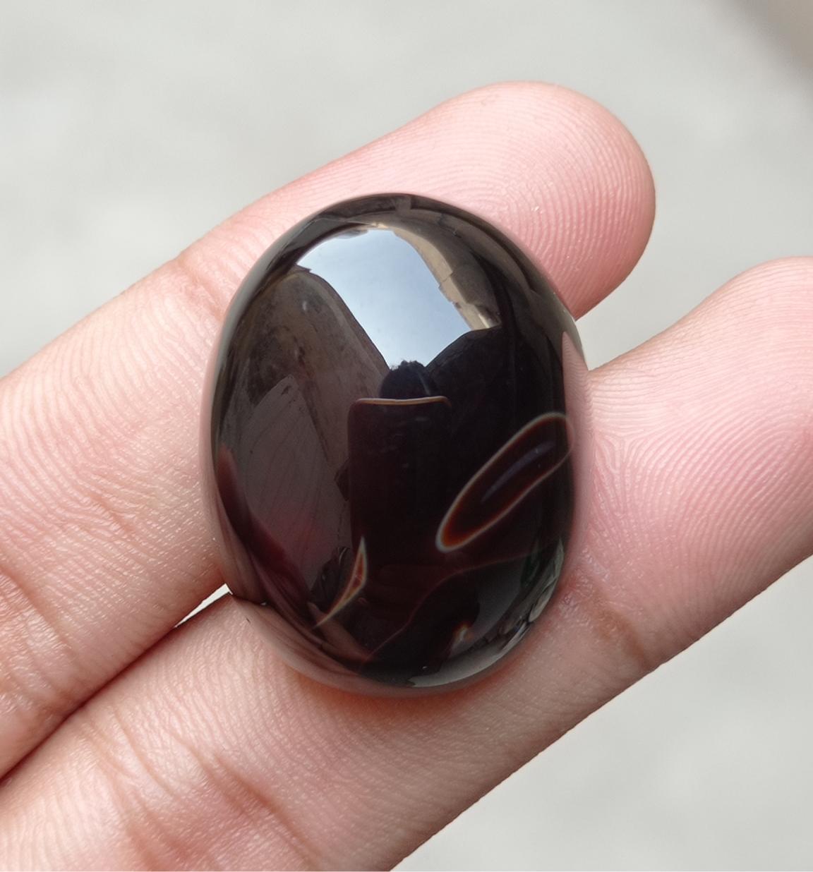 80.8ct Onyx Agate Cabochon - Sulaimani Aqeeq - 30x23x14mm