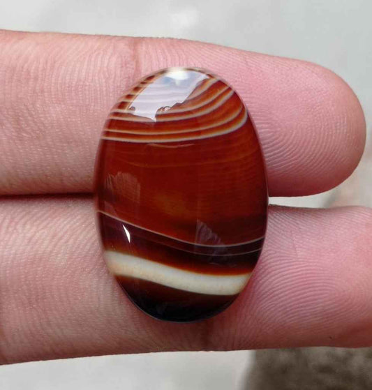33.2ct Banded Agate Cabochon - Sulaimani Aqeeq - 29x20x7mm