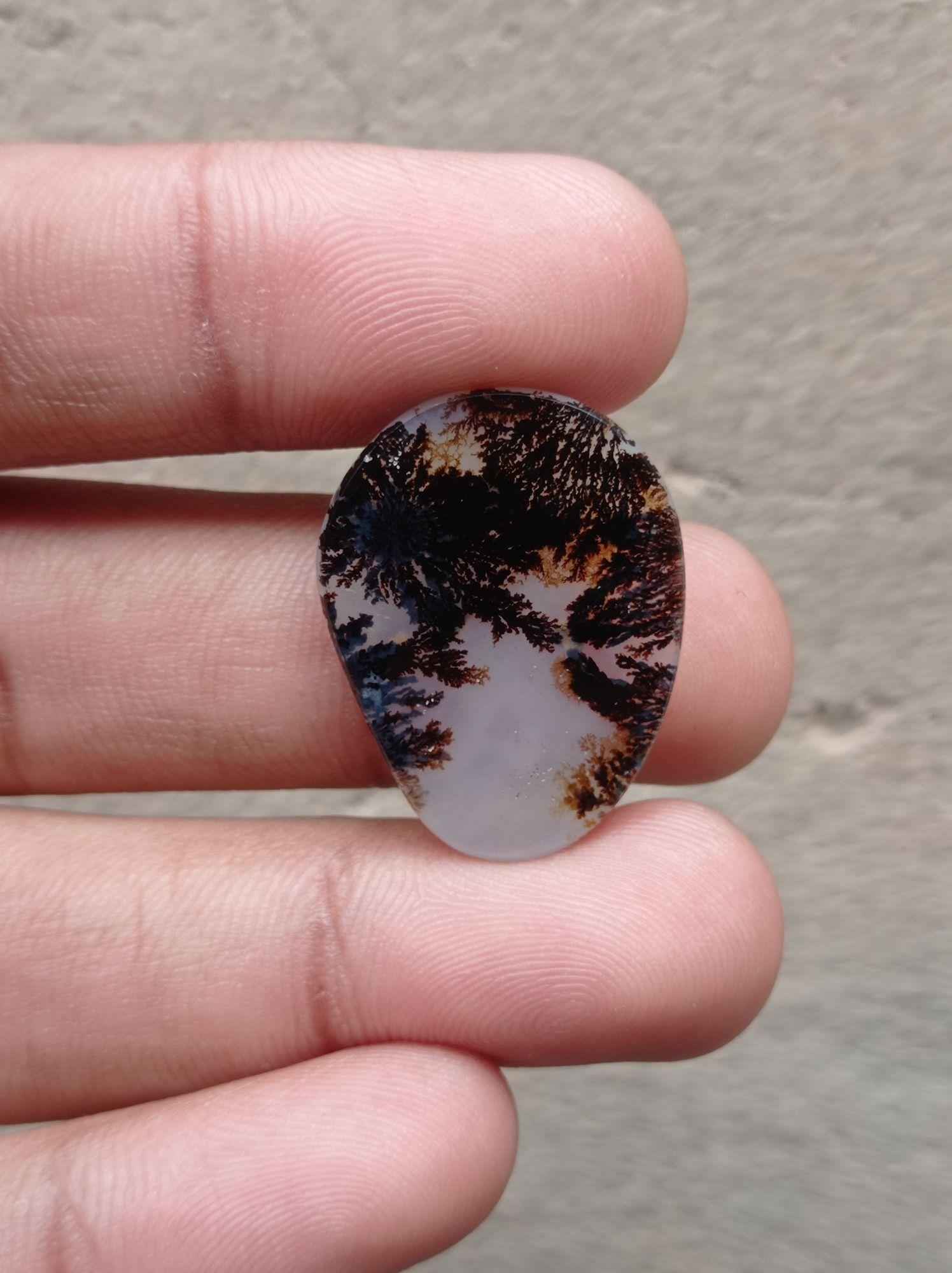 20.85 Natural Dendritic Agate - Shajri Aqeeq - Dimension-28x22mm