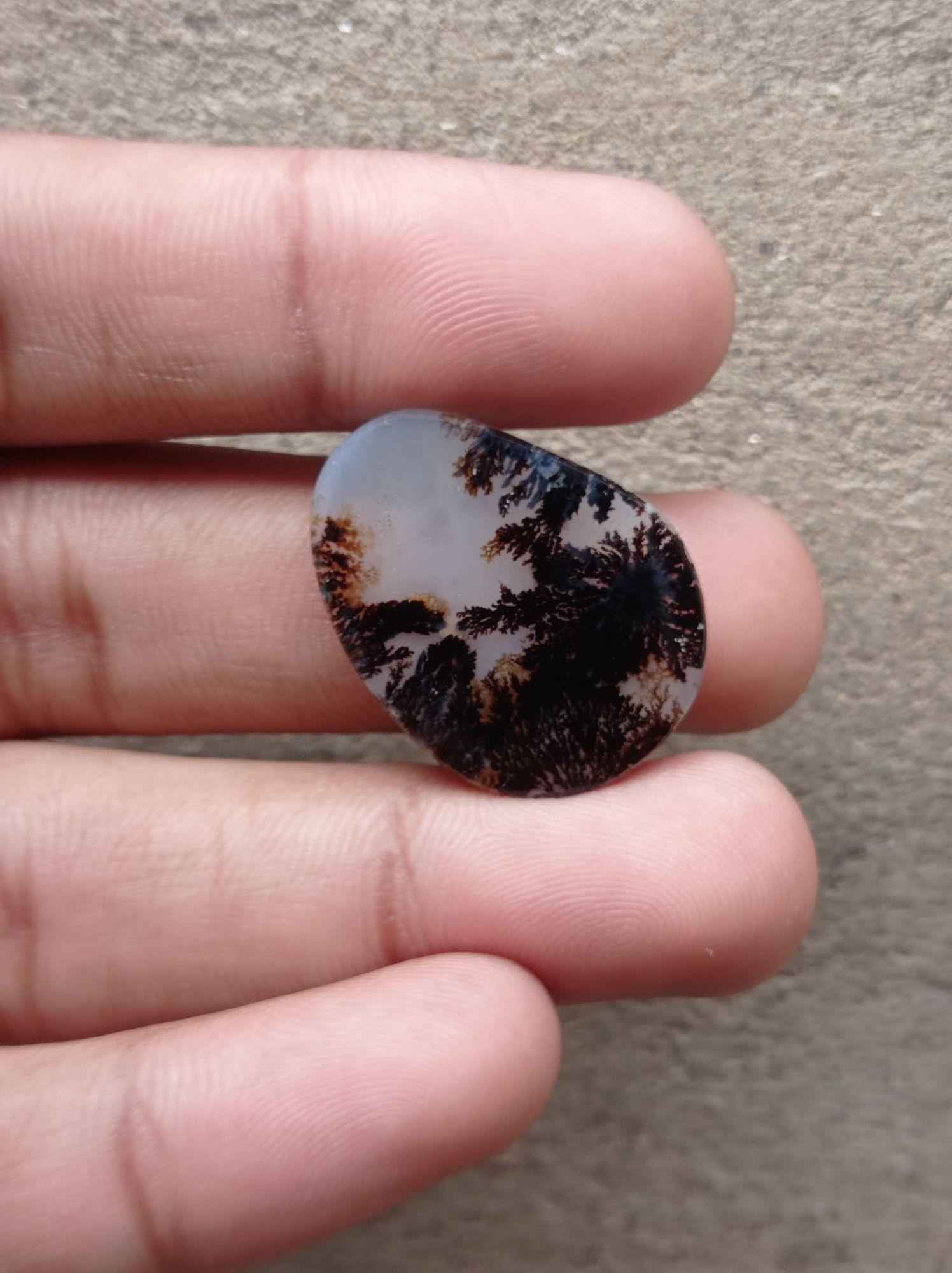20.85 Natural Dendritic Agate - Shajri Aqeeq - Dimension-28x22mm
