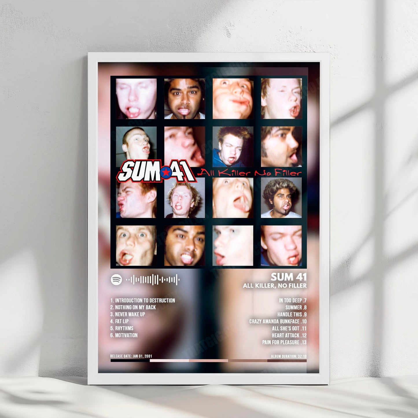 Sum 41 "All Killer No Filler  " Album Cover Poster - with Complete Tracklist