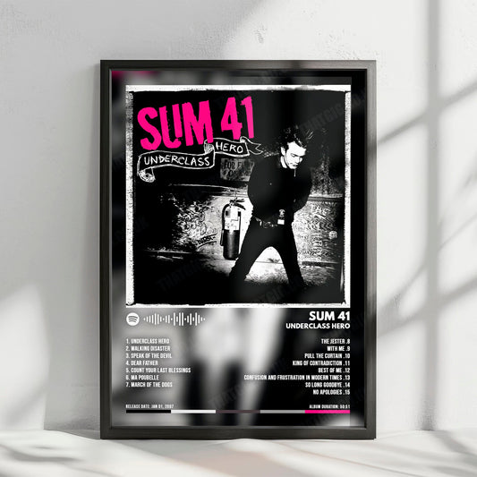 Sum 41 "Underclass Hero  " Album Cover Poster - with Complete Tracklist