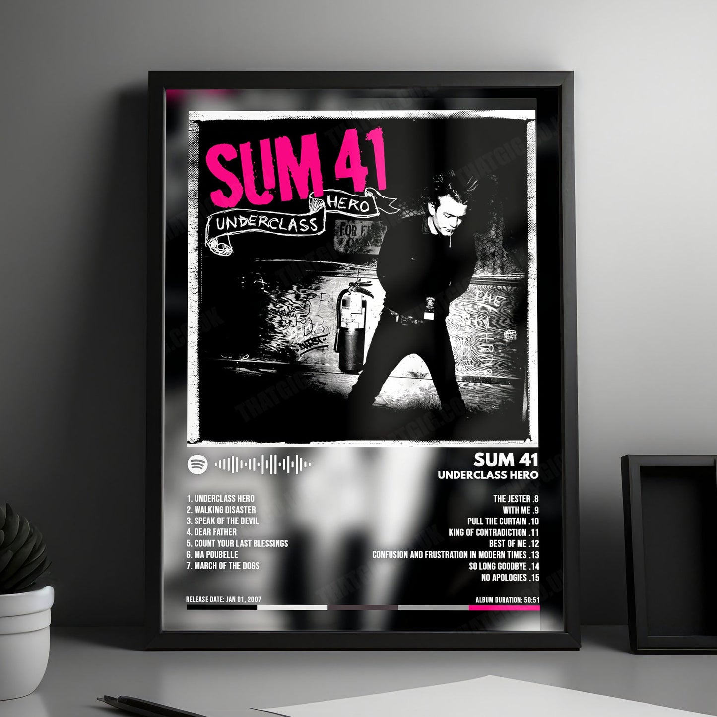 Sum 41 "Underclass Hero  " Album Cover Poster - with Complete Tracklist