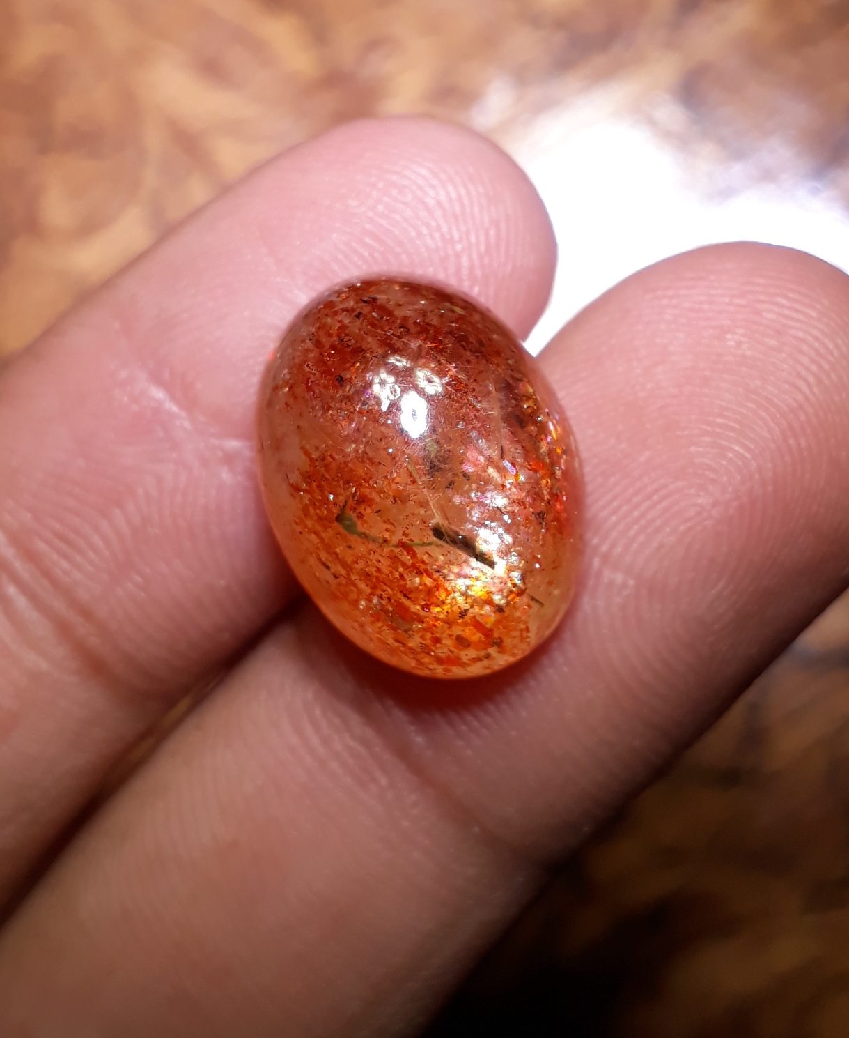 14.7ct Natural SunStone Cabochon - Heliolite - Aventurescent Feldspar - August Birthstone - 17 x 13 mm