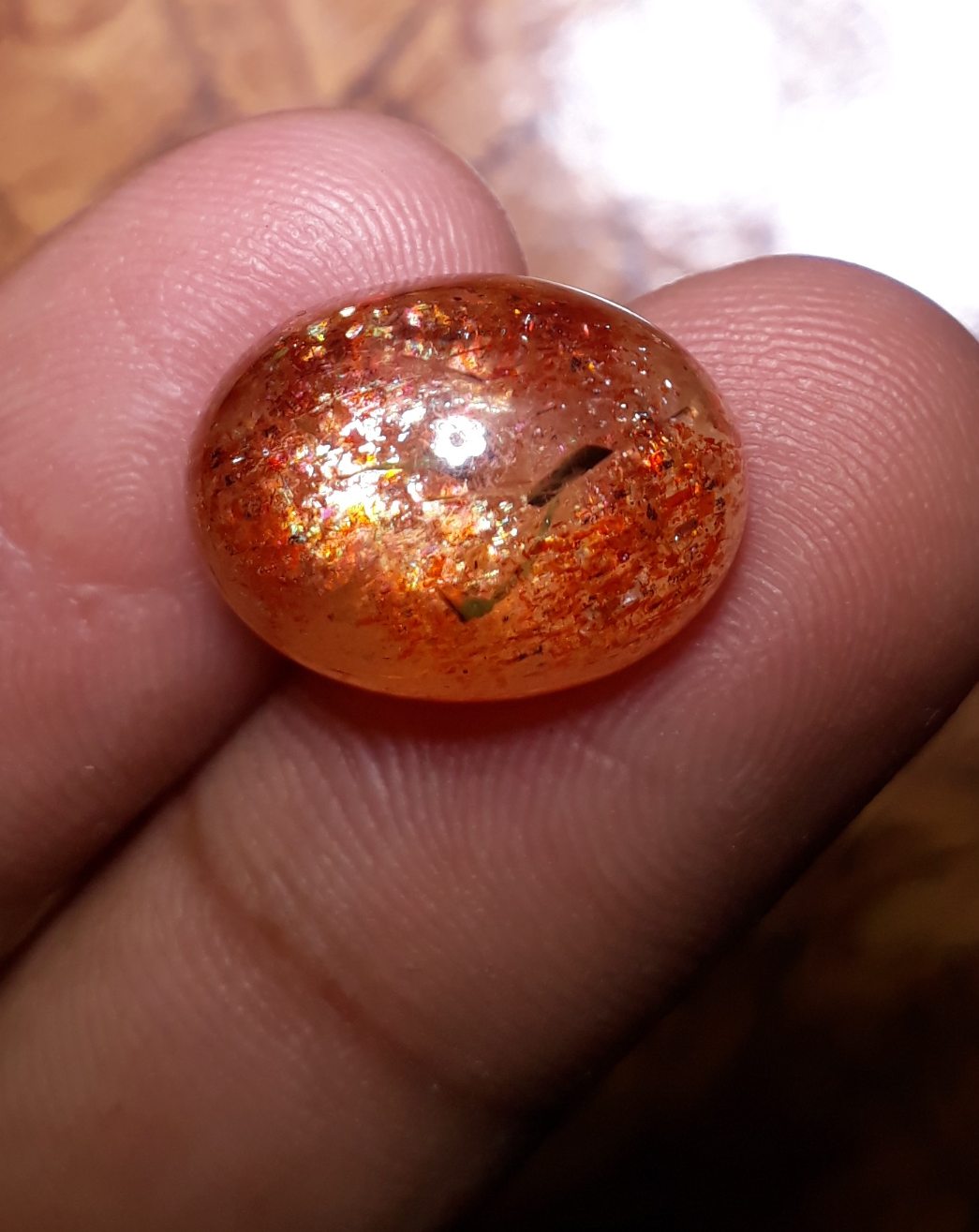 14.7ct Natural SunStone Cabochon - Heliolite - Aventurescent Feldspar - August Birthstone - 17 x 13 mm