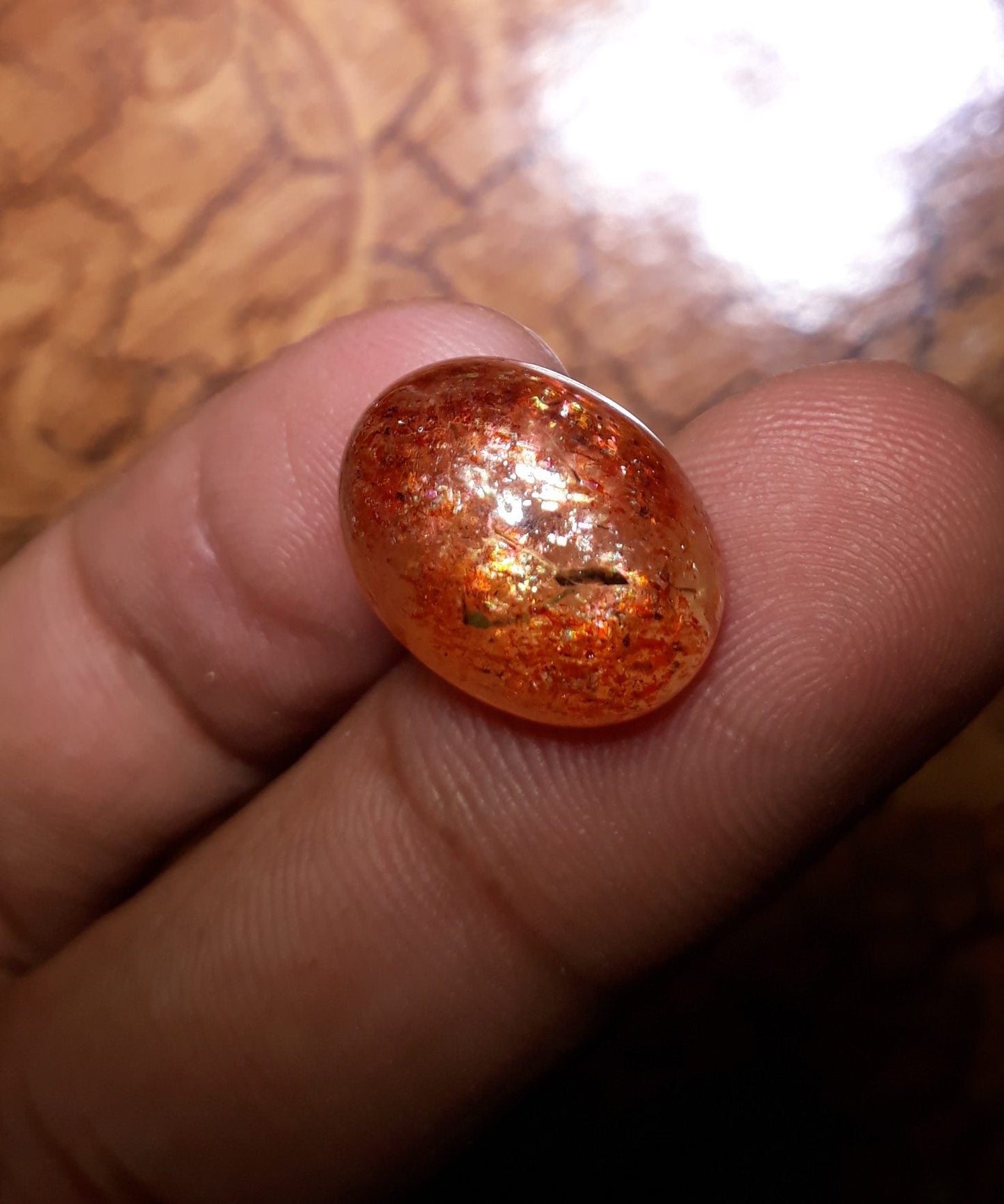 14.7ct Natural SunStone Cabochon - Heliolite - Aventurescent Feldspar - August Birthstone - 17 x 13 mm