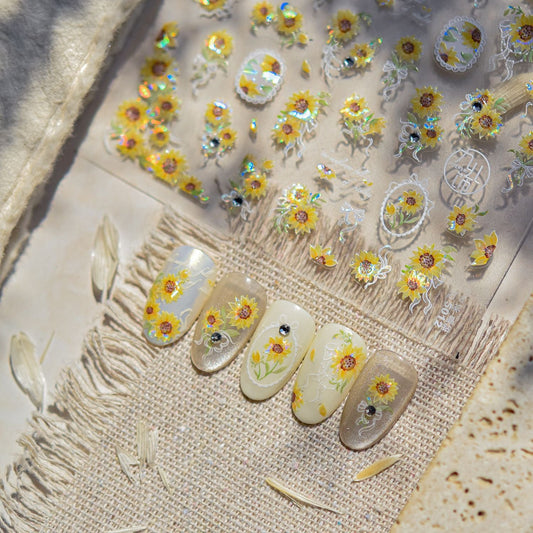 Hello Claws | Sunflower And Diamond Nail Deco Sticker