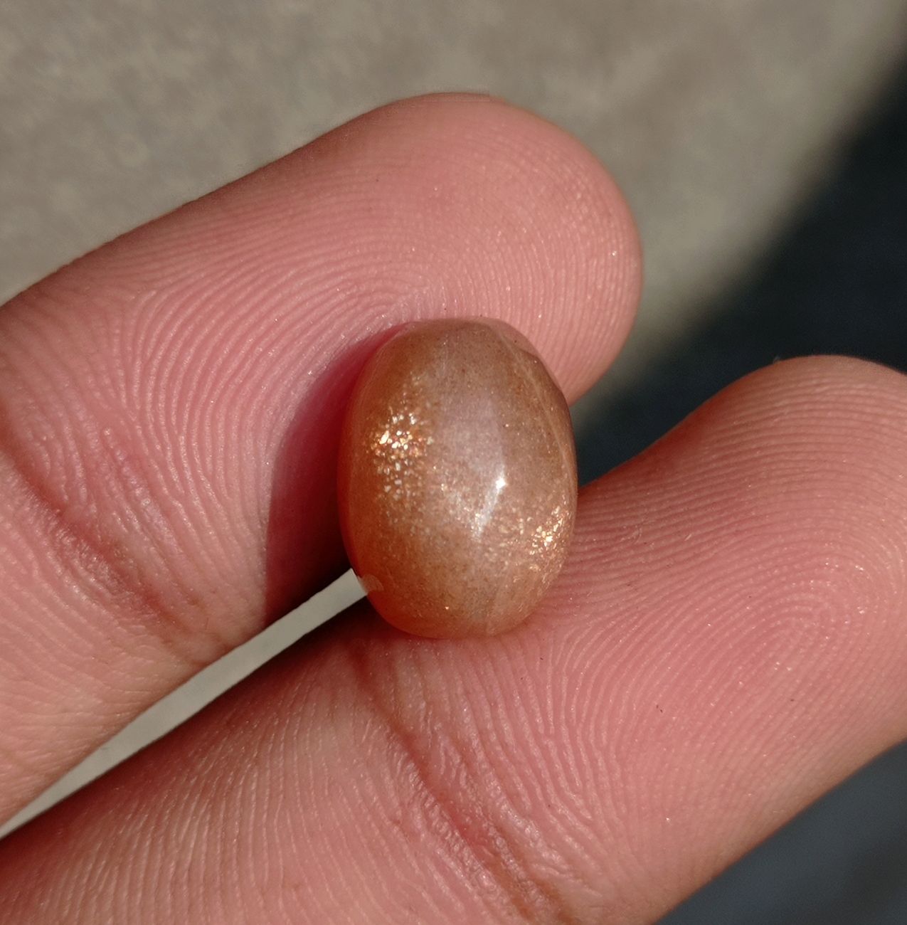 7.6ct Natural Sunstone Cabochon - Heliolite - Aventurescent Feldspar - August Birthstone - 13x10x7mm