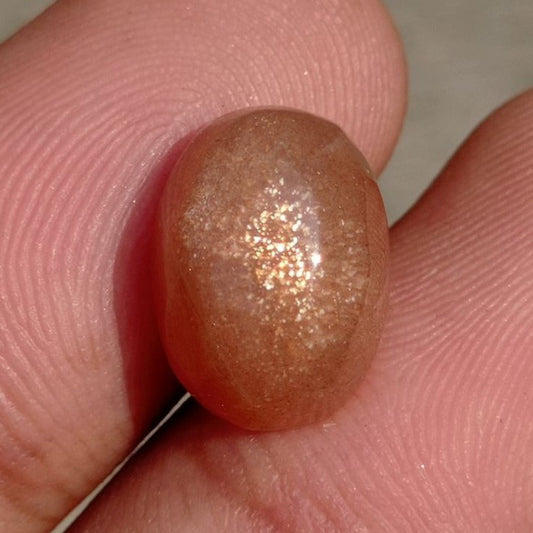 7.6ct Natural Sunstone Cabochon - Heliolite - Aventurescent Feldspar - August Birthstone - 13x10x7mm