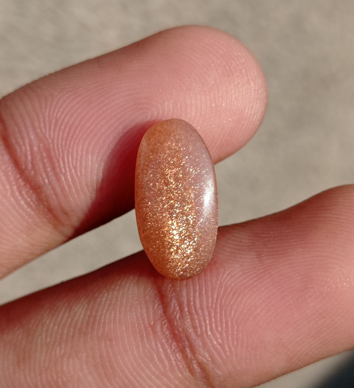 6.5ct Natural Sunstone Cabochon - Heliolite - Aventurescent Feldspar - August Birthstone - 17x9x6mm