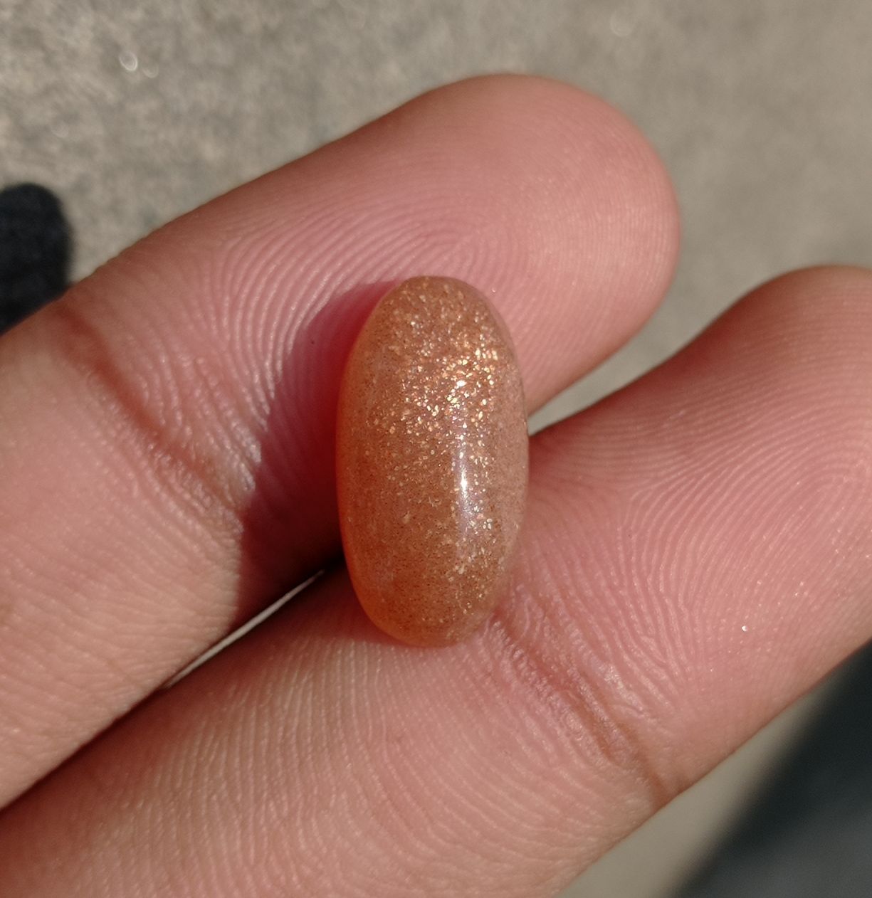 6.5ct Natural Sunstone Cabochon - Heliolite - Aventurescent Feldspar - August Birthstone - 17x9x6mm