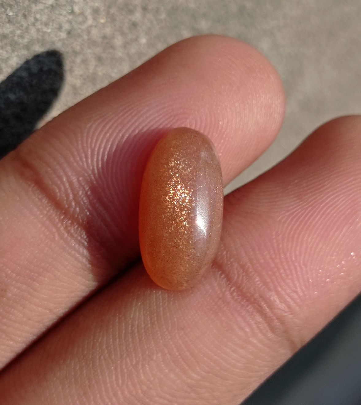 6.5ct Natural Sunstone Cabochon - Heliolite - Aventurescent Feldspar - August Birthstone - 17x9x6mm
