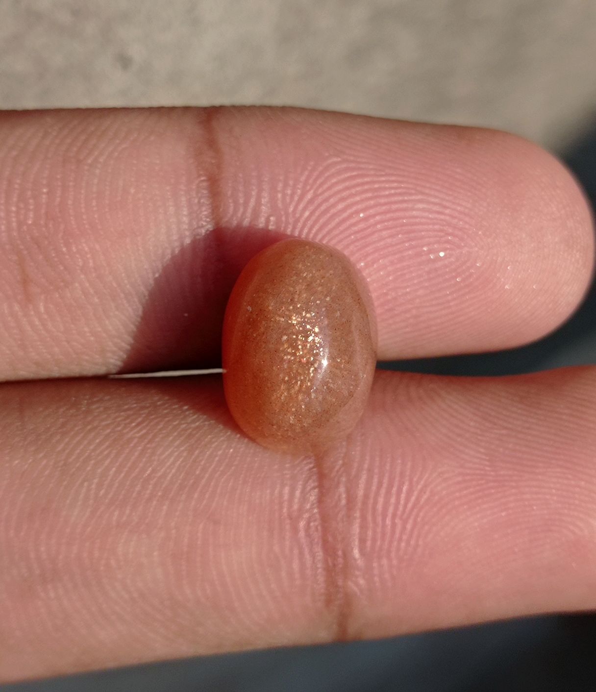 7.9ct Natural Sunstone Cabochon - Heliolite - Aventurescent Feldspar - August Birthstone - 14x10x7mm