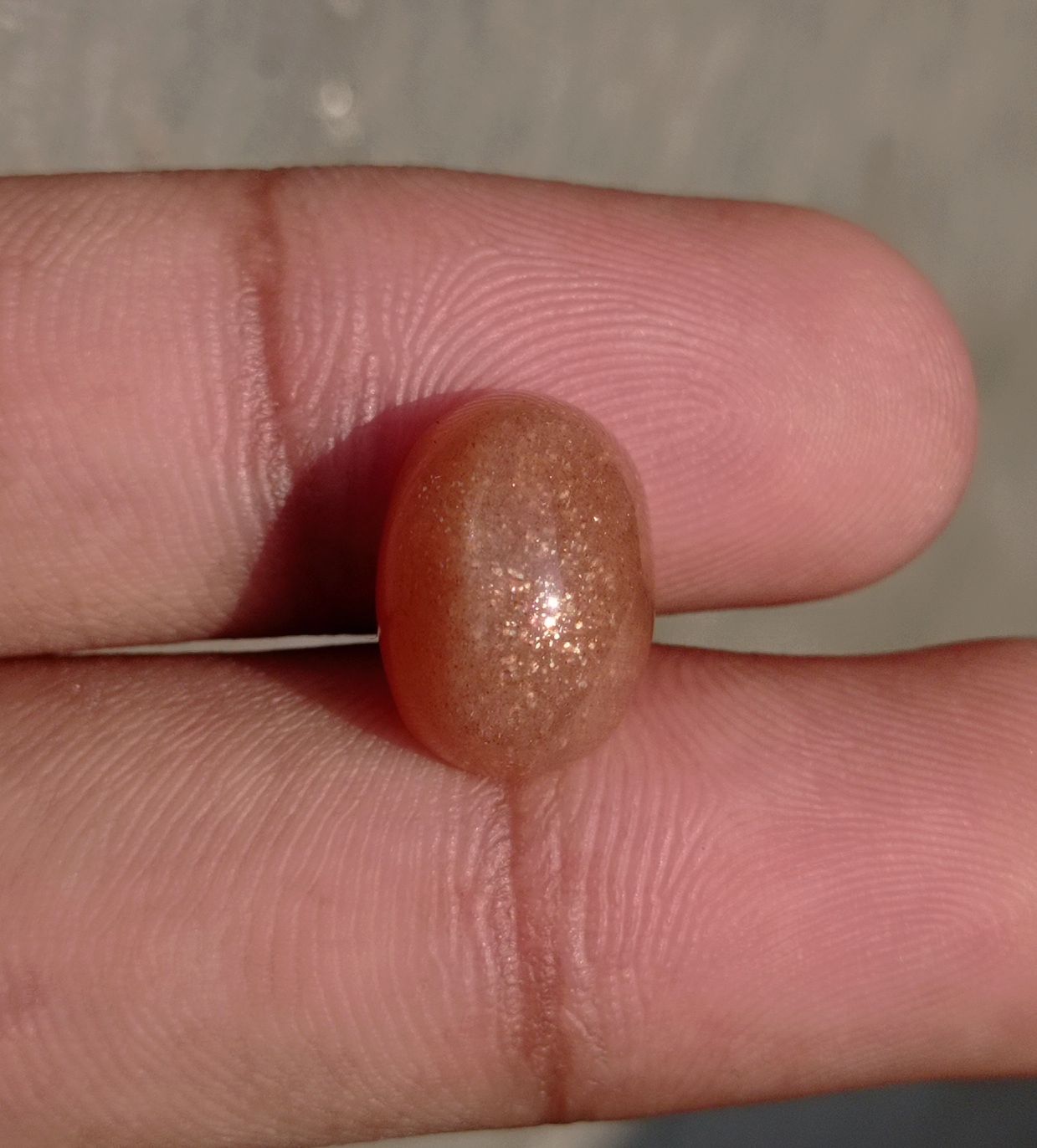 7.9ct Natural Sunstone Cabochon - Heliolite - Aventurescent Feldspar - August Birthstone - 14x10x7mm