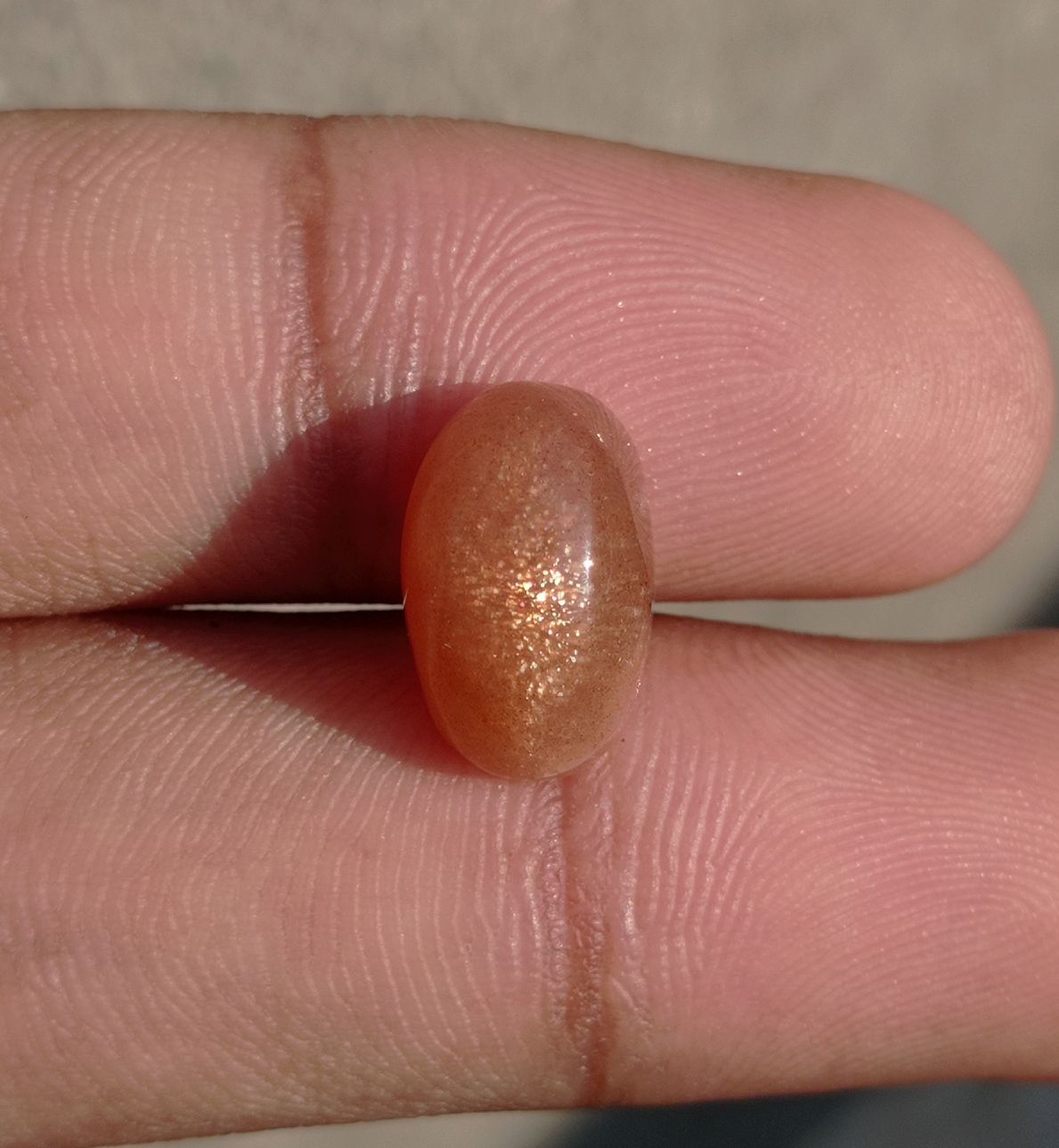 6.6ct Natural Sunstone Cabochon - Heliolite - Aventurescent Feldspar - August Birthstone - 14x9x7mm