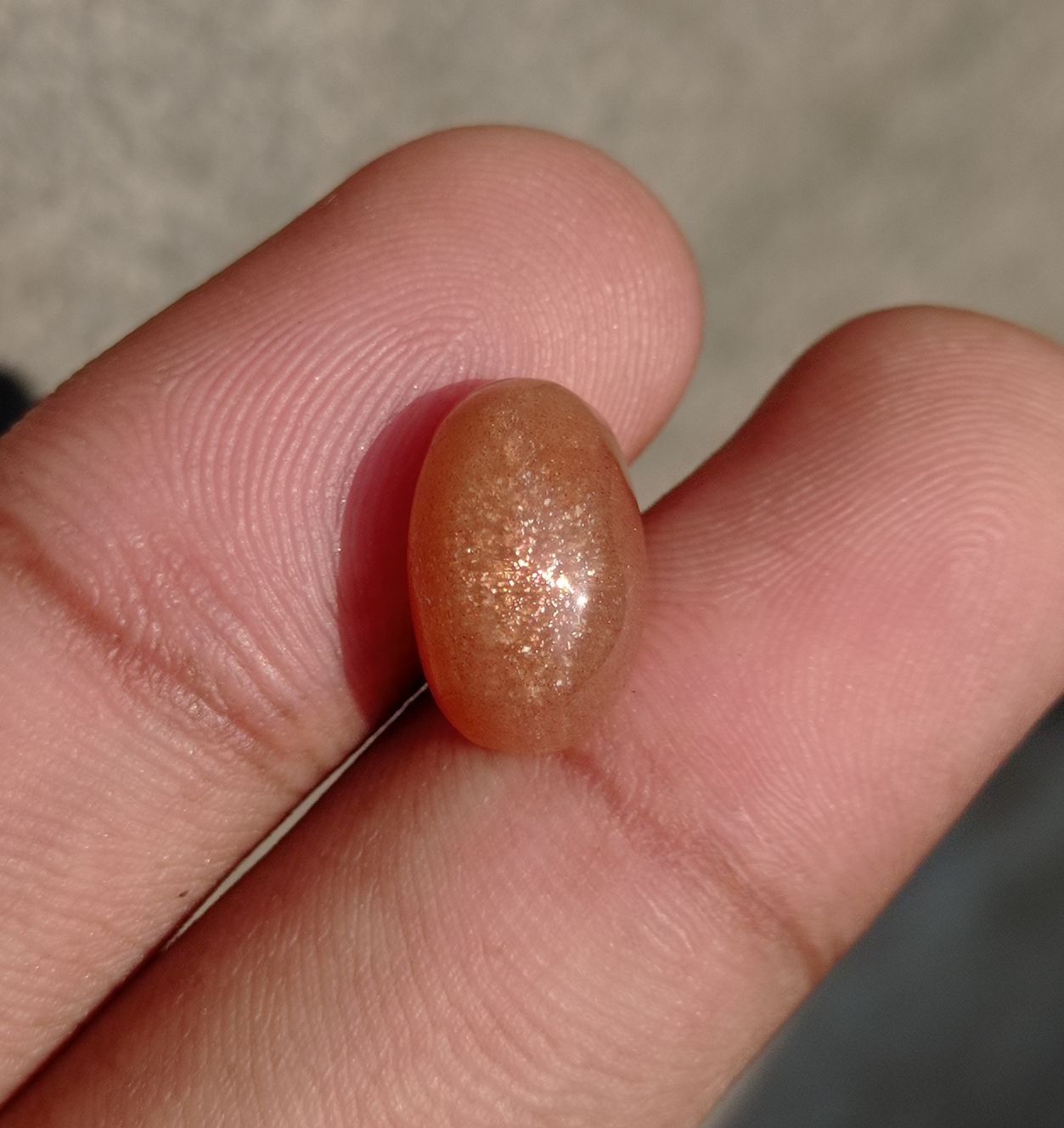 6.6ct Natural Sunstone Cabochon - Heliolite - Aventurescent Feldspar - August Birthstone - 14x9x7mm