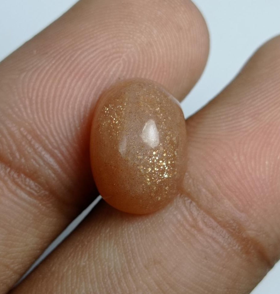 7.9ct Natural Sunstone Cabochon - Heliolite - Aventurescent Feldspar - August Birthstone - 14x10x7mm