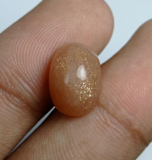 7.9ct Natural Sunstone Cabochon - Heliolite - Aventurescent Feldspar - August Birthstone - 14x10x7mm