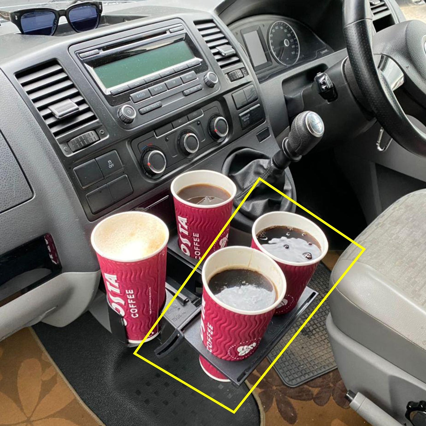 For VW T5 & T5.1 Cup Holder Extension – Add-On 2 Cup Extenison for Extra Storage & Convenience