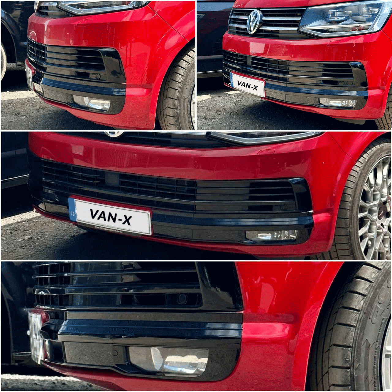 For VW T6 Highline Front Bumper XL Grille | Gloss Black ABS Upgrade | Van-X