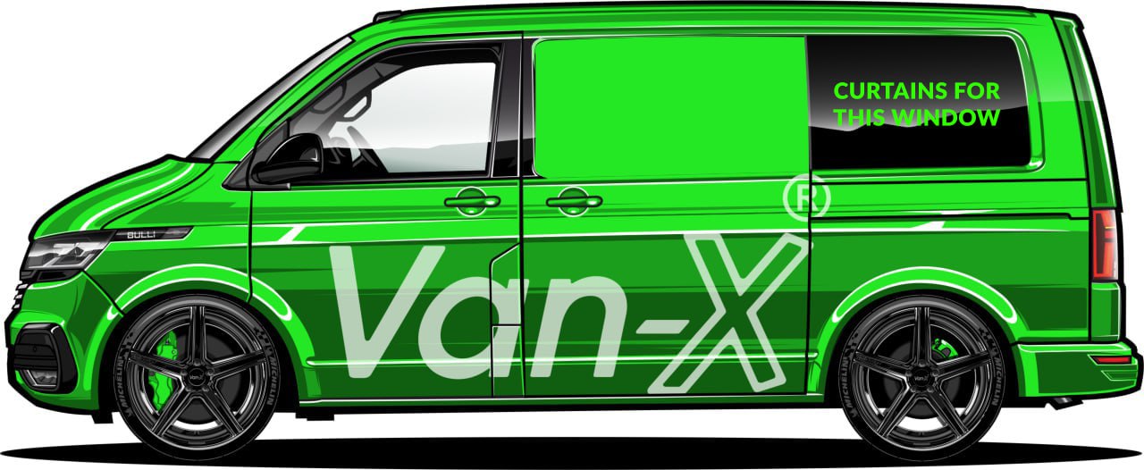 For VW T6.1 Transporter Van Conversion Premium Curtains - Black/Grey - CREATE YOUR OWN BUNDLE! Van-X