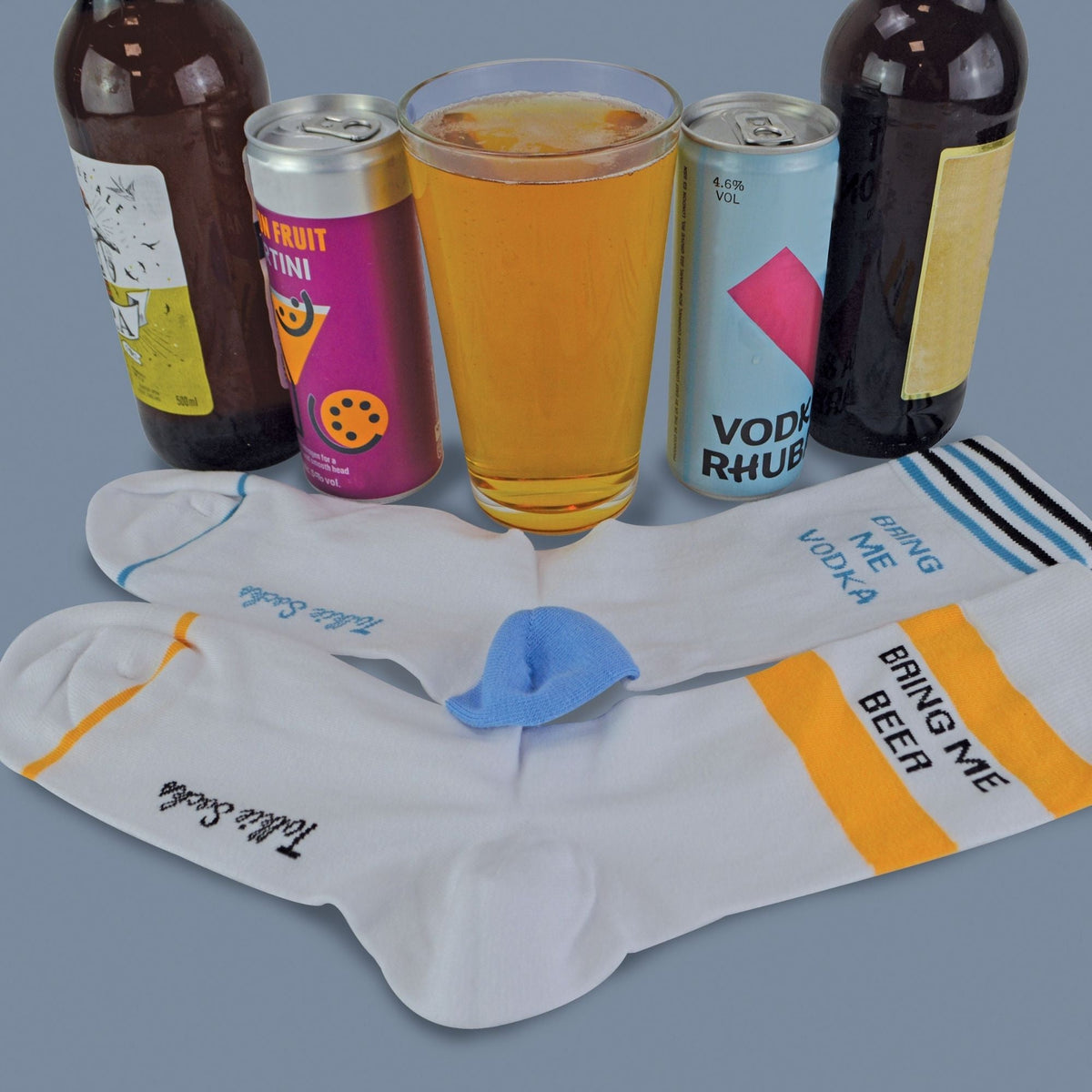 1 Pack Unisex Cotton Novelty Bring Me Beer & Vodka Socks